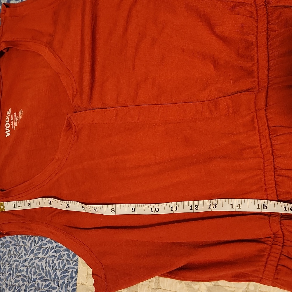 Wool& Grace midi tiered sleeveless dress coral red - Picture 9 of 12